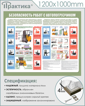 С38 Стенд безопасность работ с электропогрузчиком (1200х1000 мм, пластик ПВХ 3 мм, алюминиевый багет серебряного цвета) - Стенды - Тематические стенды - Магазин охраны труда ohranatruda-shop.ru