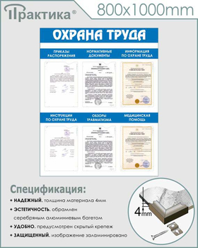 С101 Стенд охрана труда (800х1000 мм, пластик ПВХ 3 мм, алюминиевый багет серебряного цвета) - Стенды - Стенды по охране труда - Магазин охраны труда ohranatruda-shop.ru