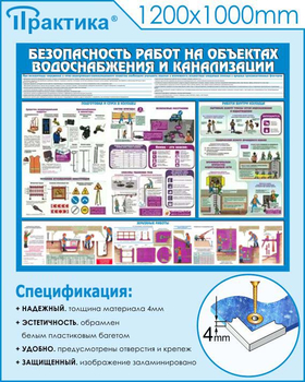 С47 Стенд безопасность работ на объектах водоснабжения и канализации (1200х1000 мм, пластик ПВХ 3мм, Прямая печать на пластик) - Стенды - Тематические стенды - Магазин охраны труда ohranatruda-shop.ru